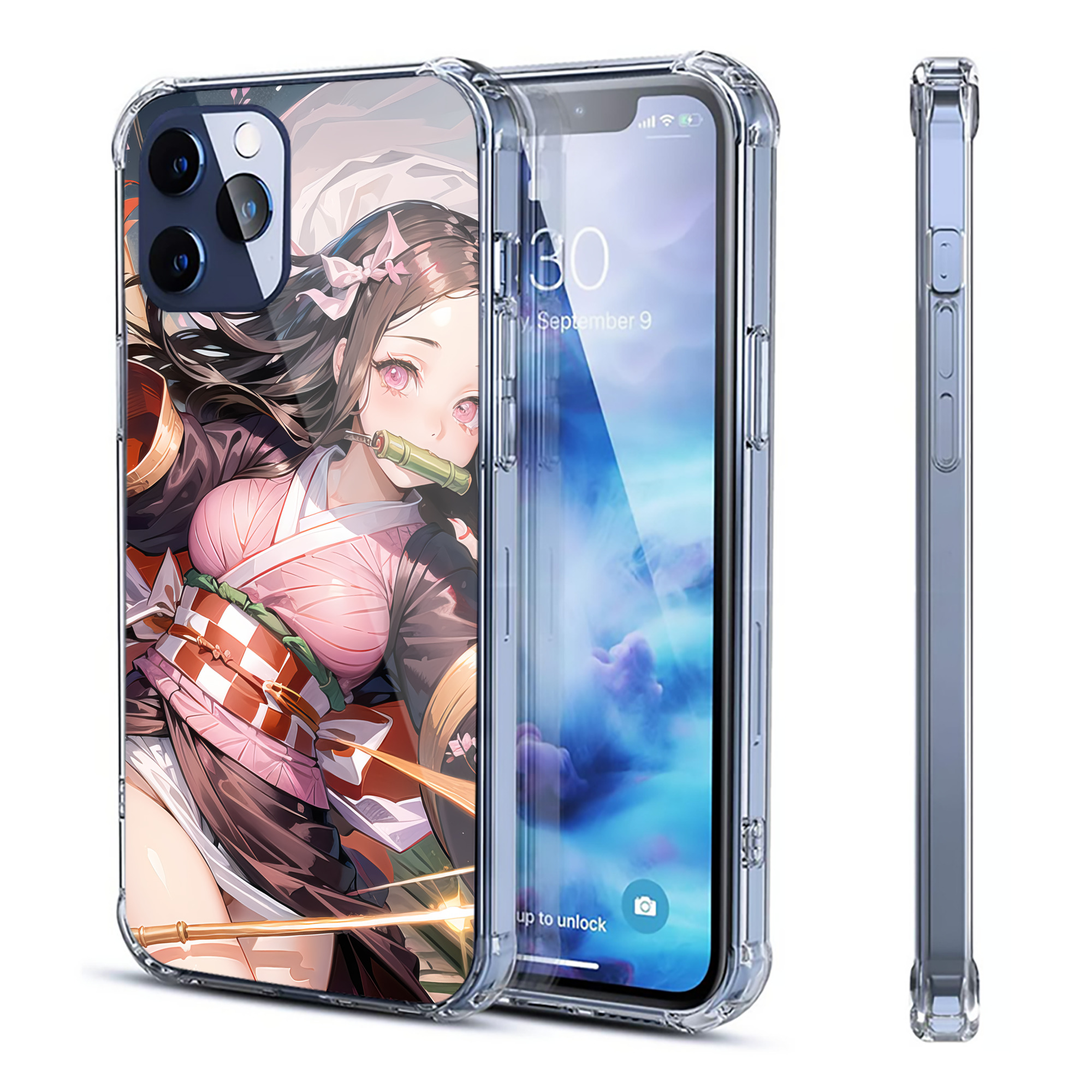 （画像用） 鬼滅の刃（きめつのやいば）竈門 禰󠄀豆子／かまど ねずこ Kamado Nezuko 【iPhone 12シリーズ対応】透明スマホケース（クリアソフトケース）